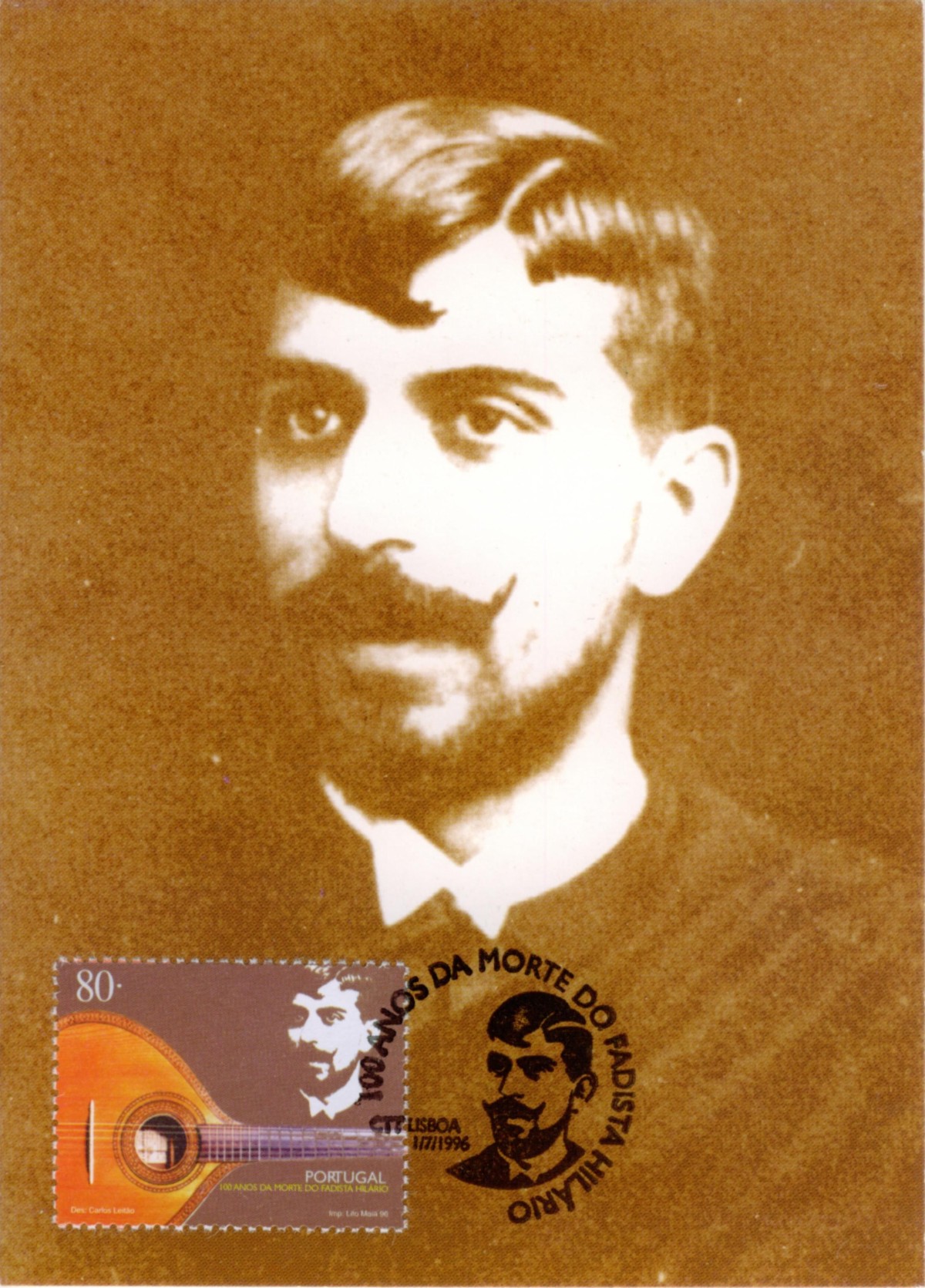 Postkarte Briefmarke Portugiesische Gitarre Portugal
