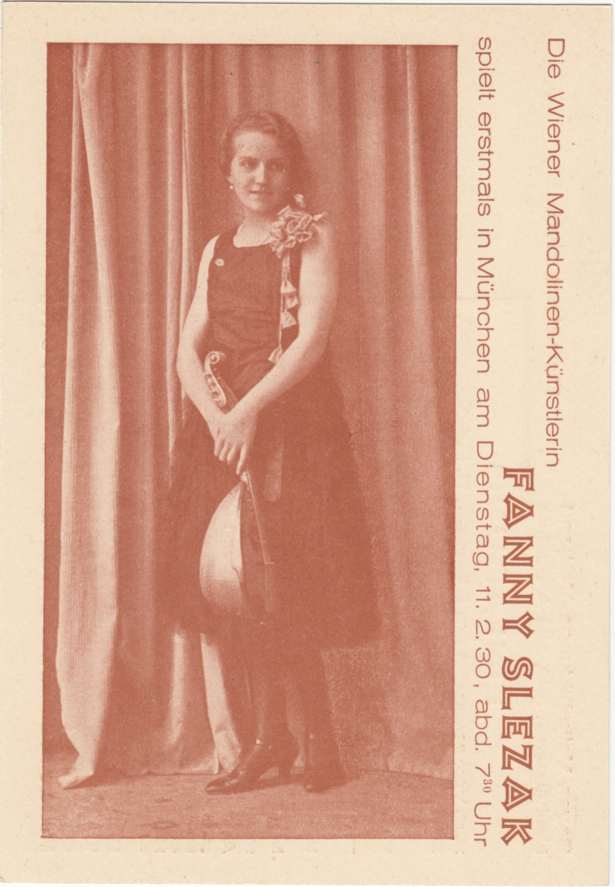 Postkarte Fanny Slezak Mandoline