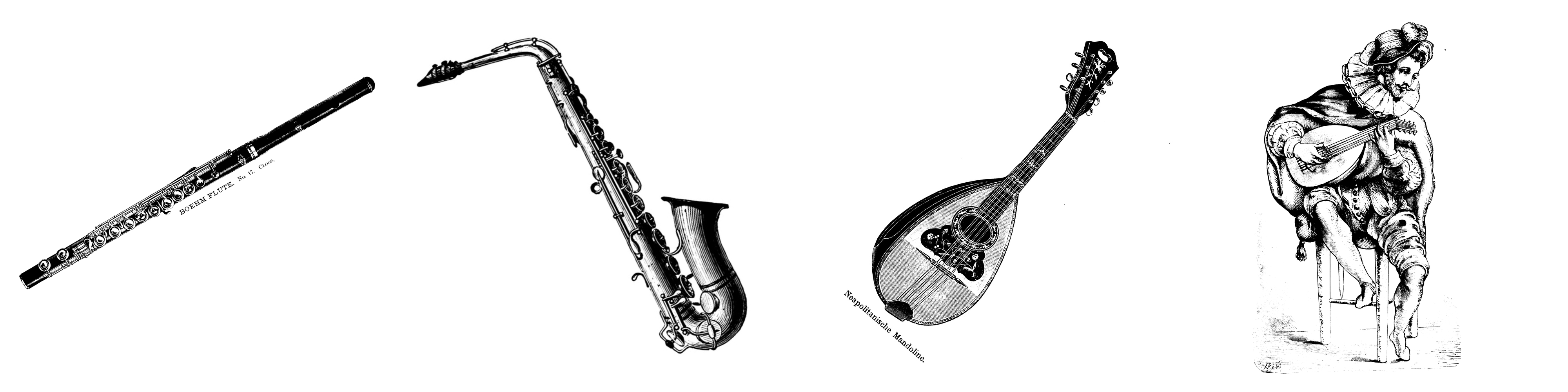 Querflöte Saxophon Mandoline Laute