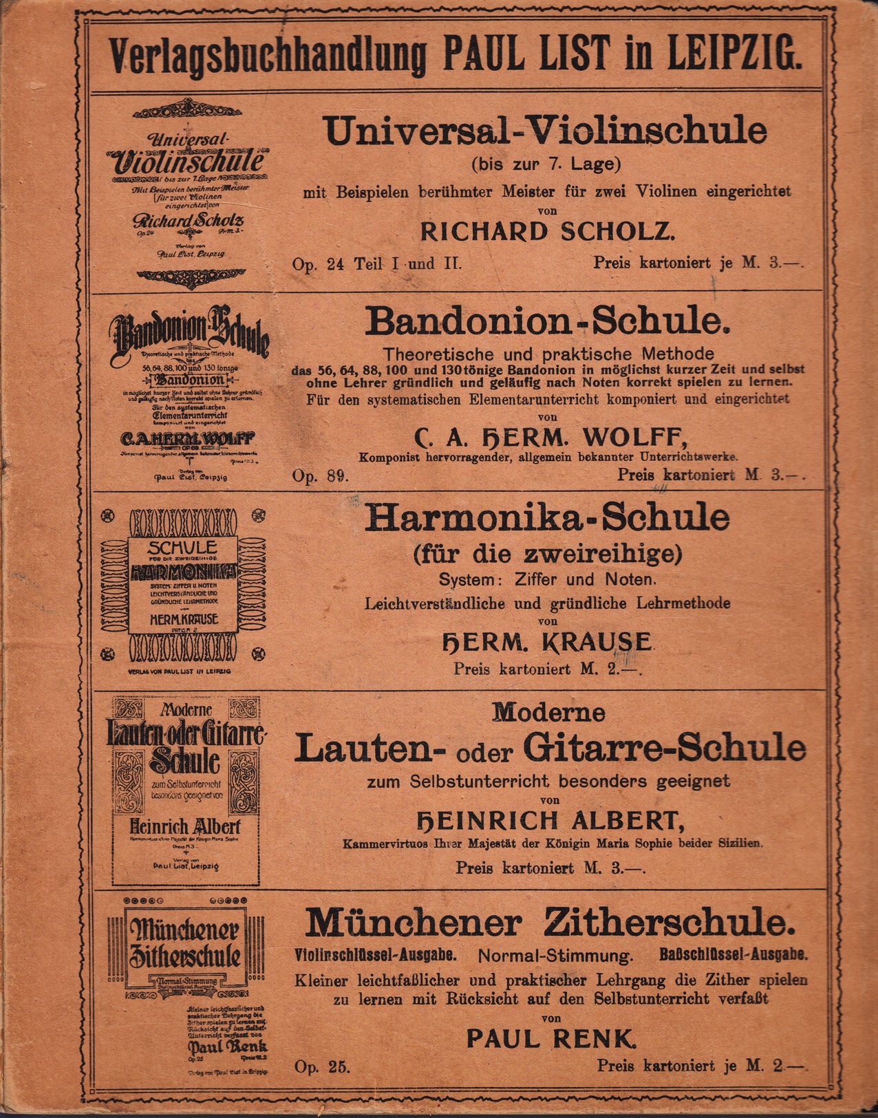 Neue Mandolinenschule Heinrich Albert - Back Cover Mandoline lernen Mandolinenkurs