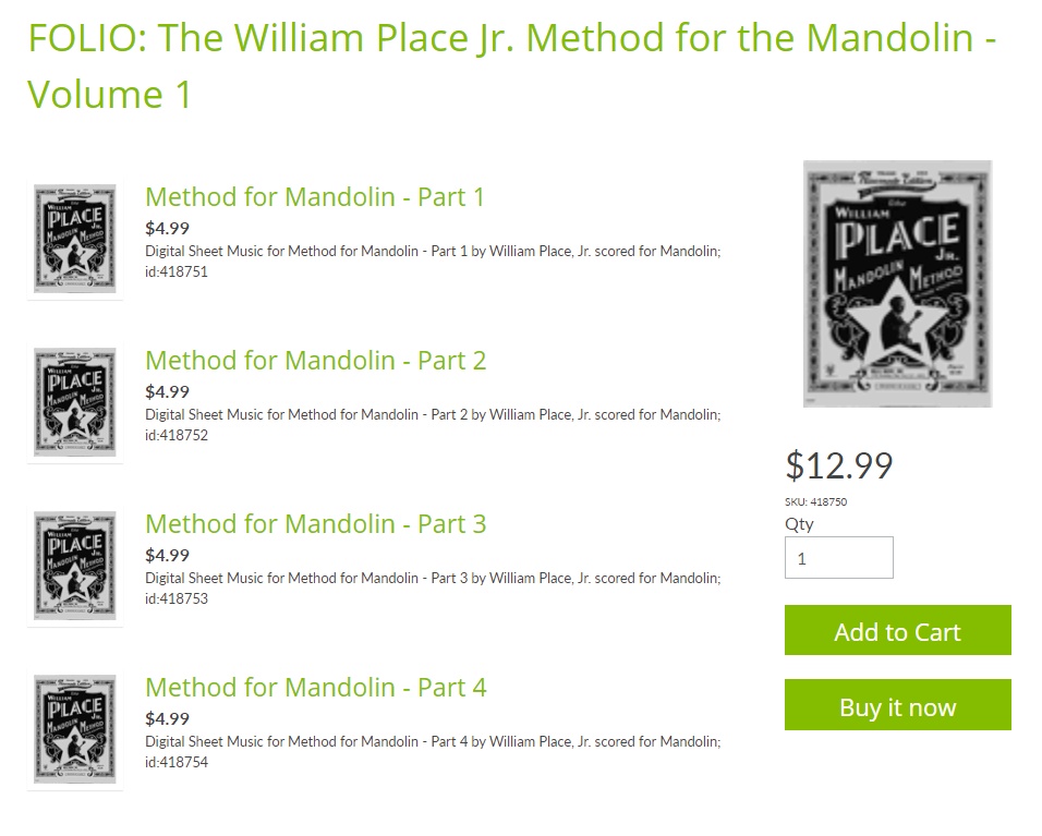 William Place jr. Mandolin Method Sheet Music Now