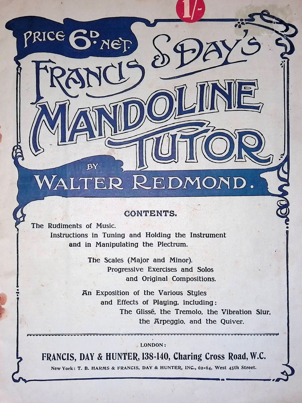 Francis & Day's Mandoline Tutor Walter Redmond