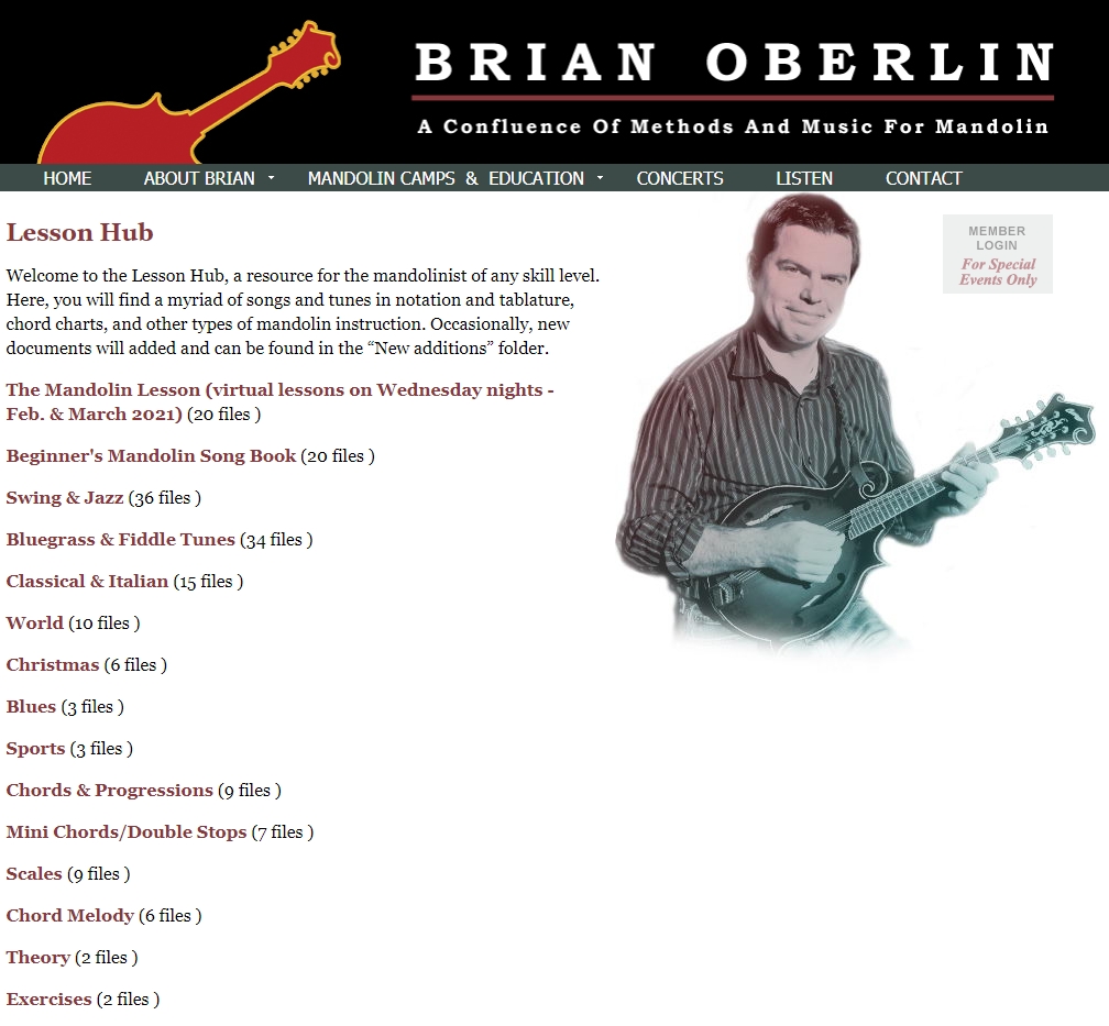 Brian Oberlins Lesson Hub kostenlose Noten für Mandoline