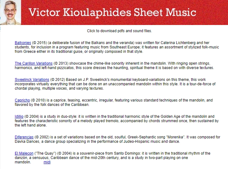 Kostenlose Noten für Mandoline von Victor Kioulaphides