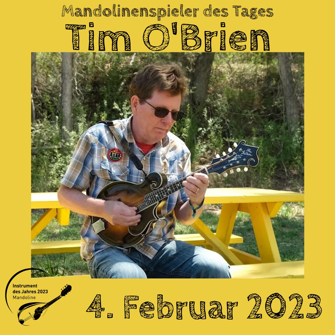 4. Februar - Tim O'Brien Tim O'Brien Mandoline Instrument des Jahres 2023 Mandolinenspieler des Tages