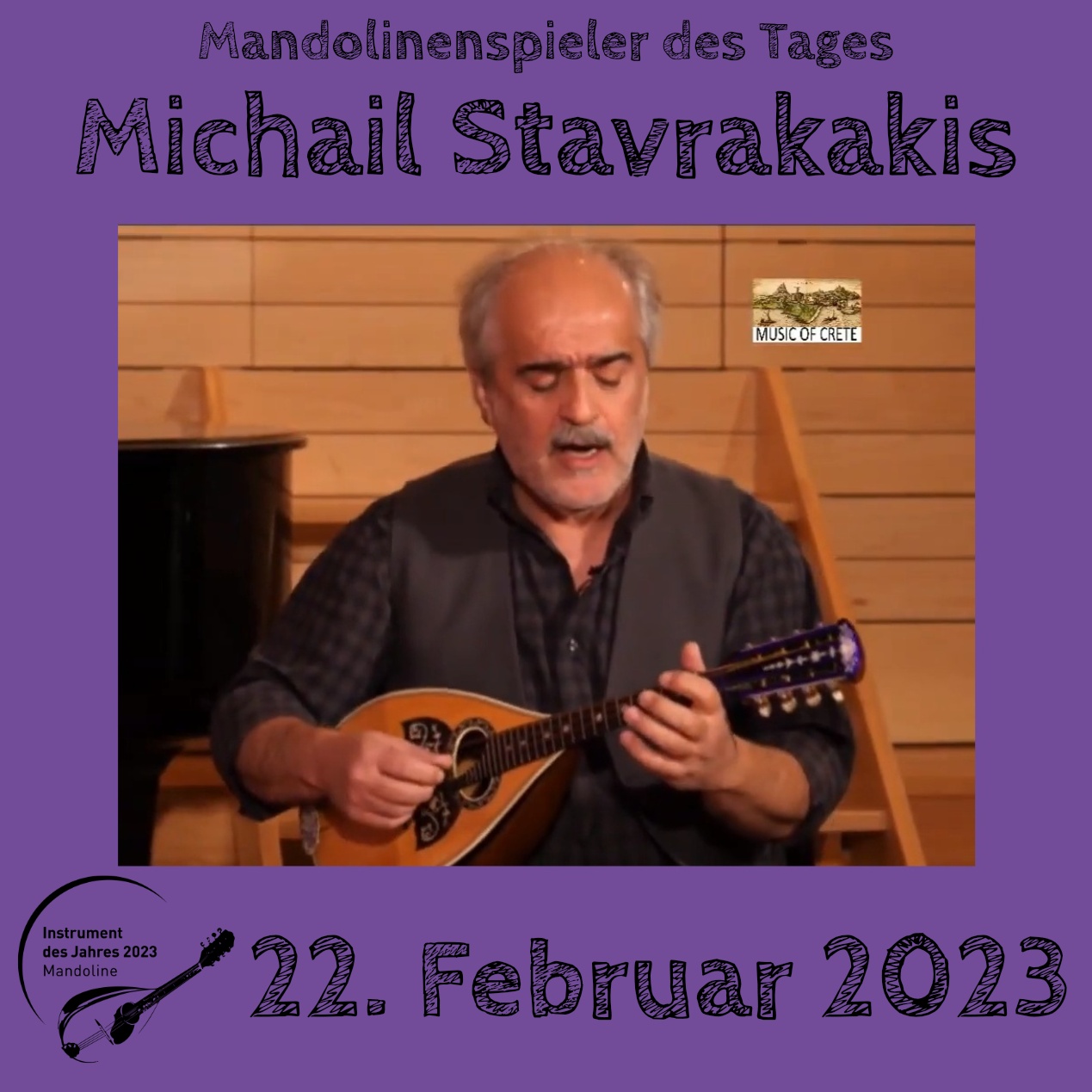 Michail Stavrakakis Mandoline Instrument des Jahres 2023 Mandolinenspieler des Tages