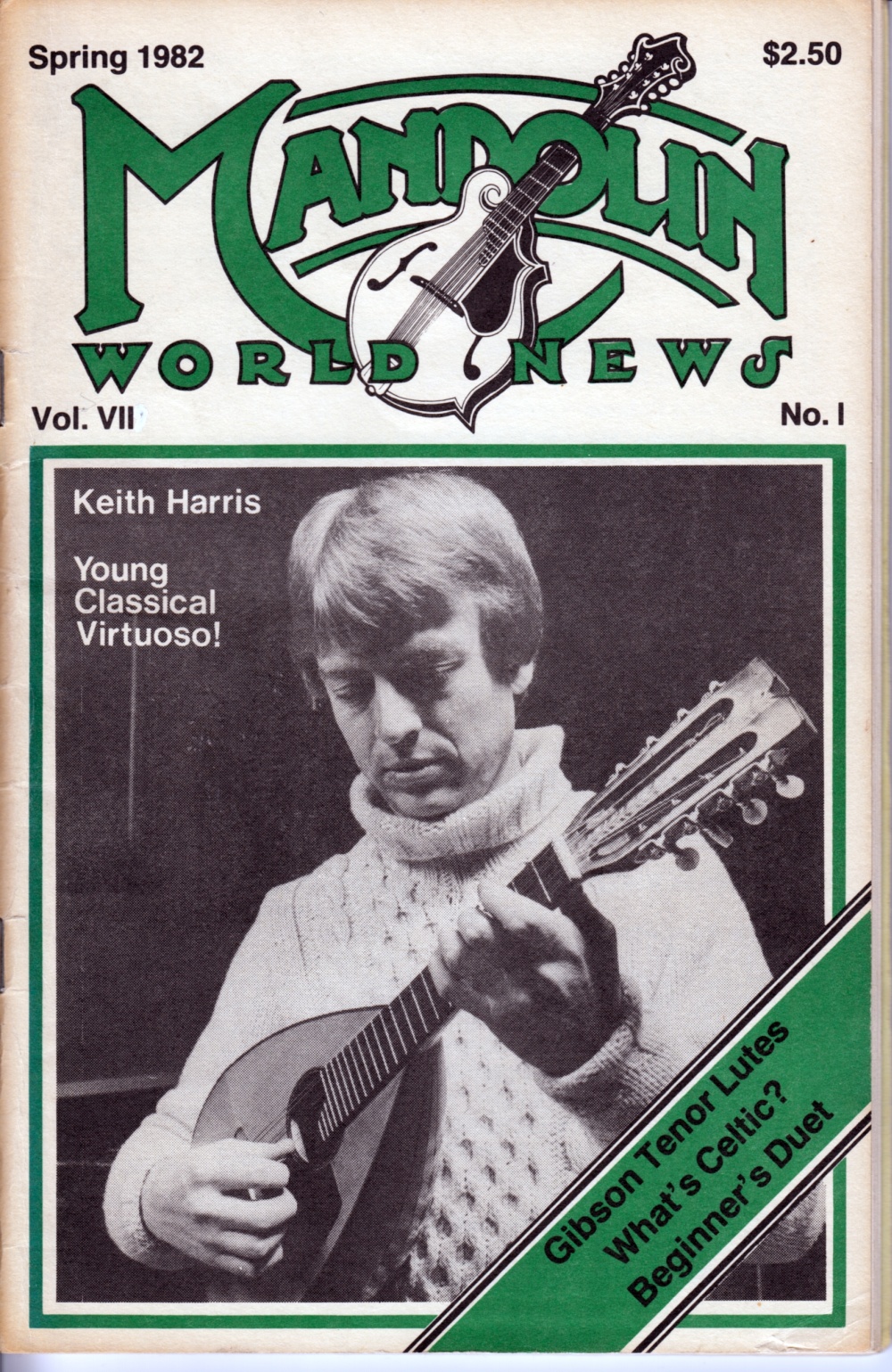 Keith Harris auf dem Cover von Mandolin World News 1982 Keith Harris Mandoline