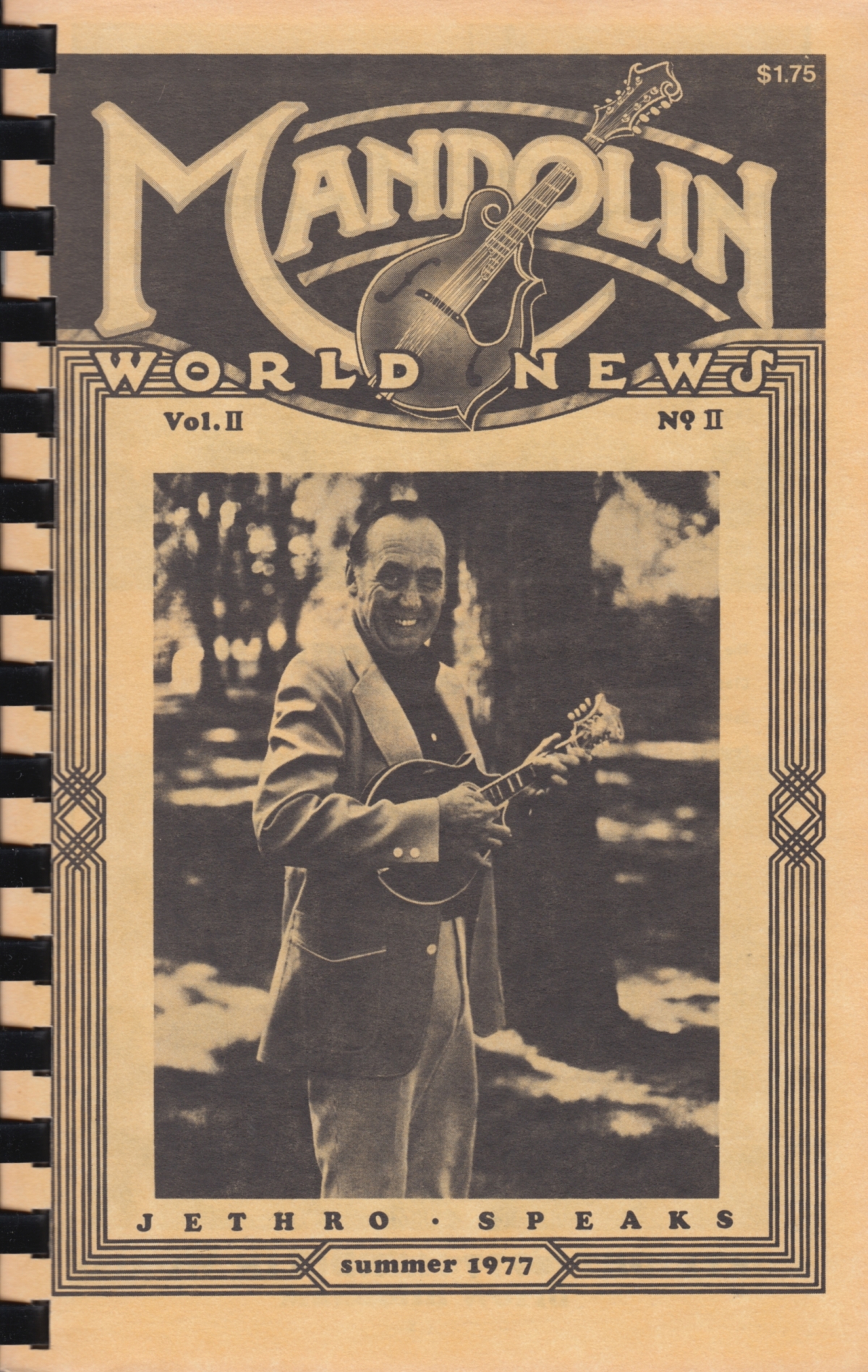Mandoline World News - Cover mit Jethro Burns 1977 Diptanshu Roy Mandoline Instrument des Jahres Mandolinenspieler des Tages