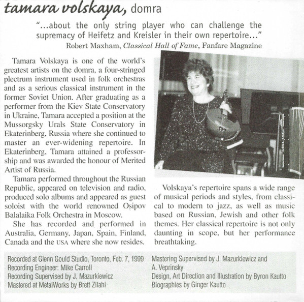 Begleittext über Tamara Volskaya Tamara Volskaya Domra Mandoline Instrument des Jahres Mandolinenspieler des Tages