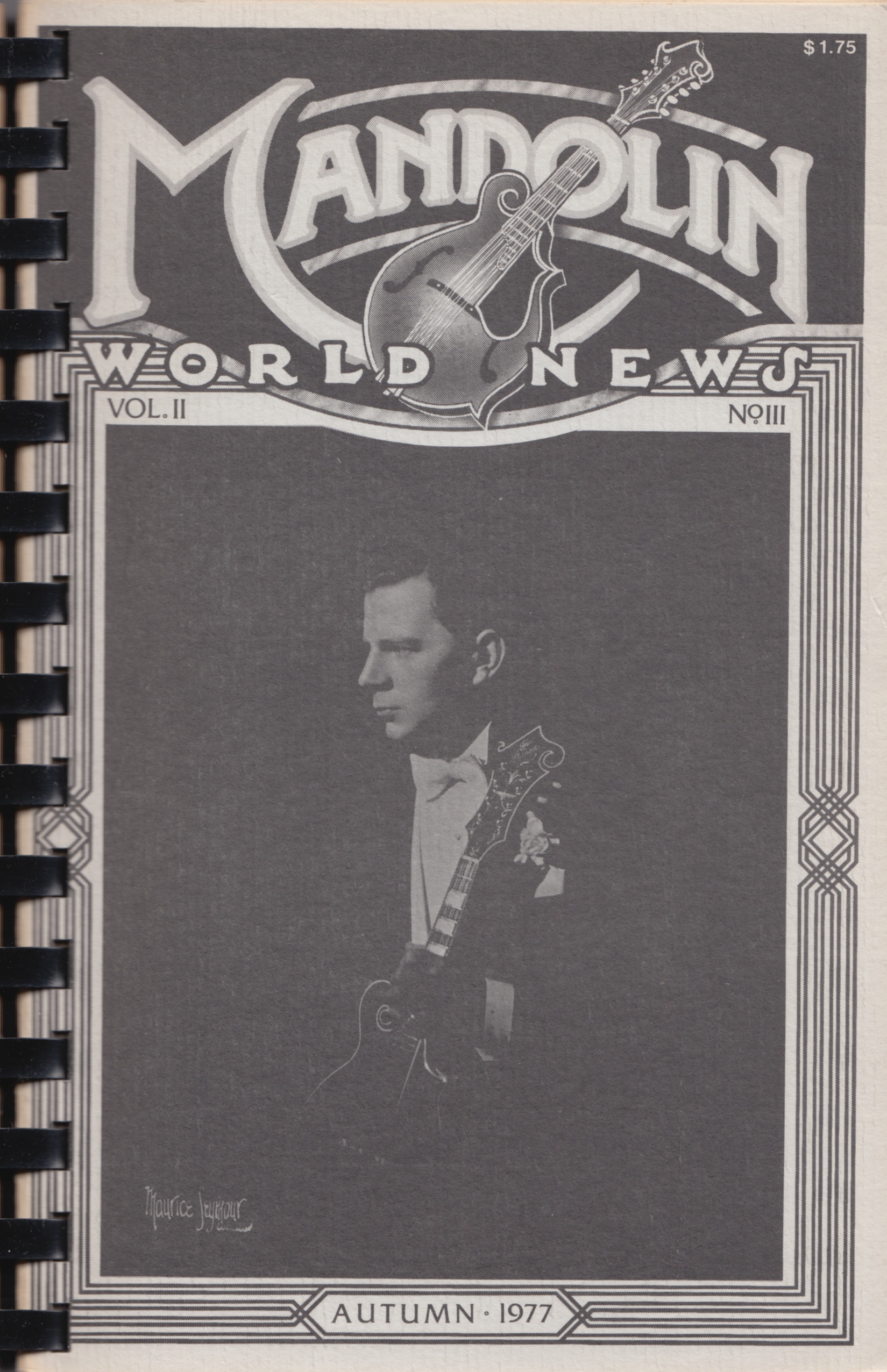 Dave Apollon- Mandoline World News Cover 1977 Dave Apollon Mandoline Instrument des Jahres Mandolinenspieler des Tages