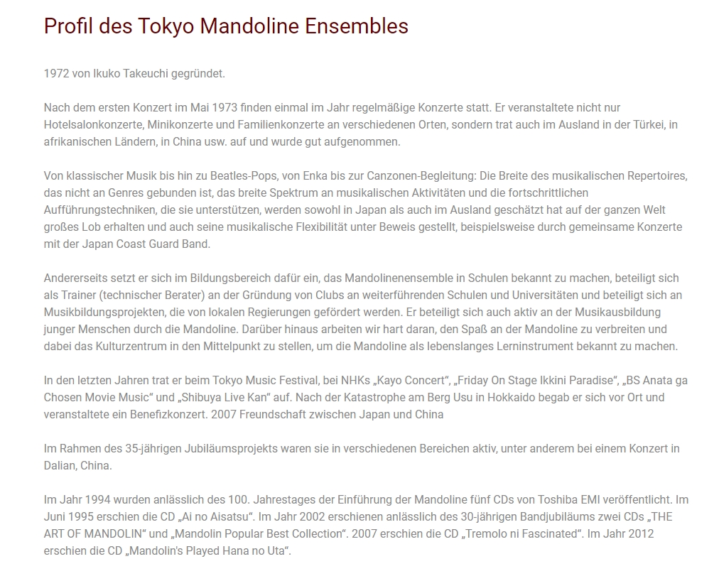 Ikuko Takuchi Mandoline Instrument des Jahres Mandolinenspieler des Tages