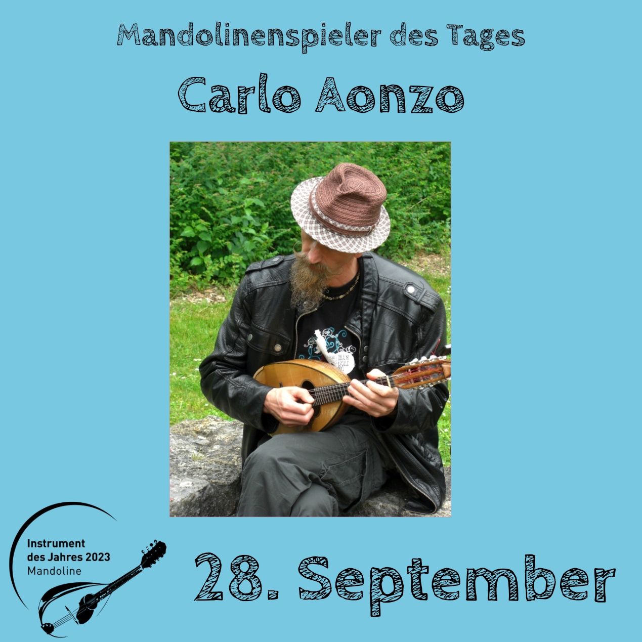 28. September - Carlo Aonzo  Mandoline Instrument des Jahres 2023 Mandolinenspieler Mandolinenspielerin des Tages