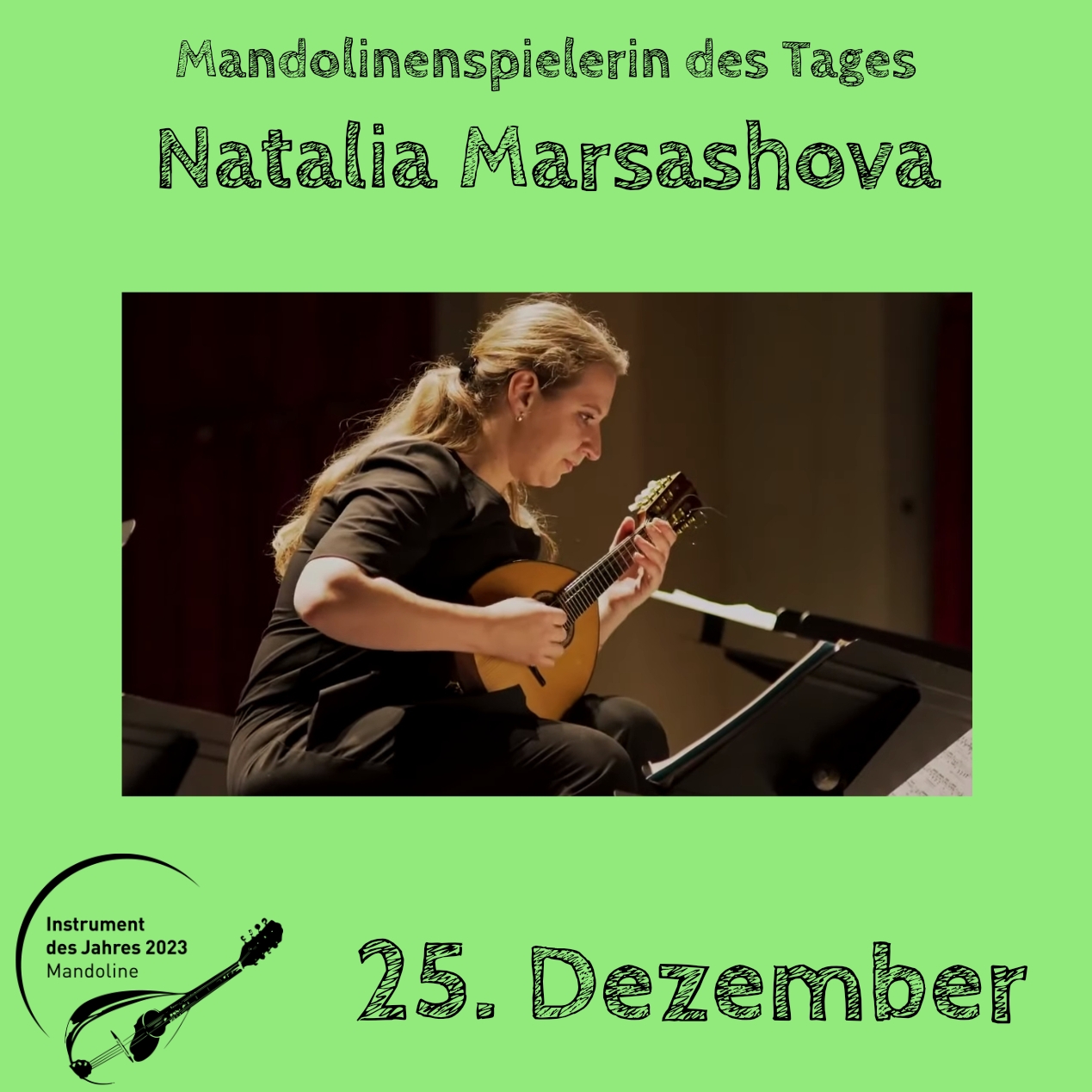25. Dezember - Natalia Marashova Instrument des Jahres 2023 Mandolinenspieler Mandolinenspielerin des Tages
